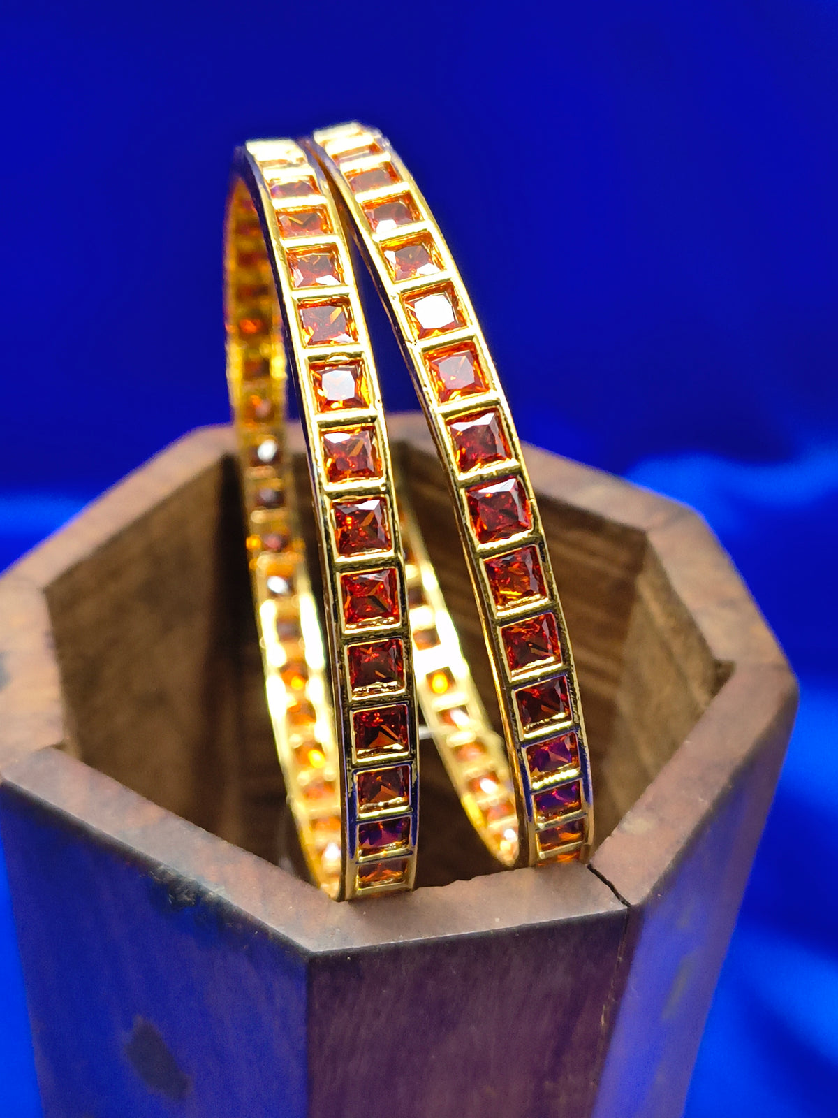 ORANGE SQUARE STONE BANGLES (SJBL004SO)