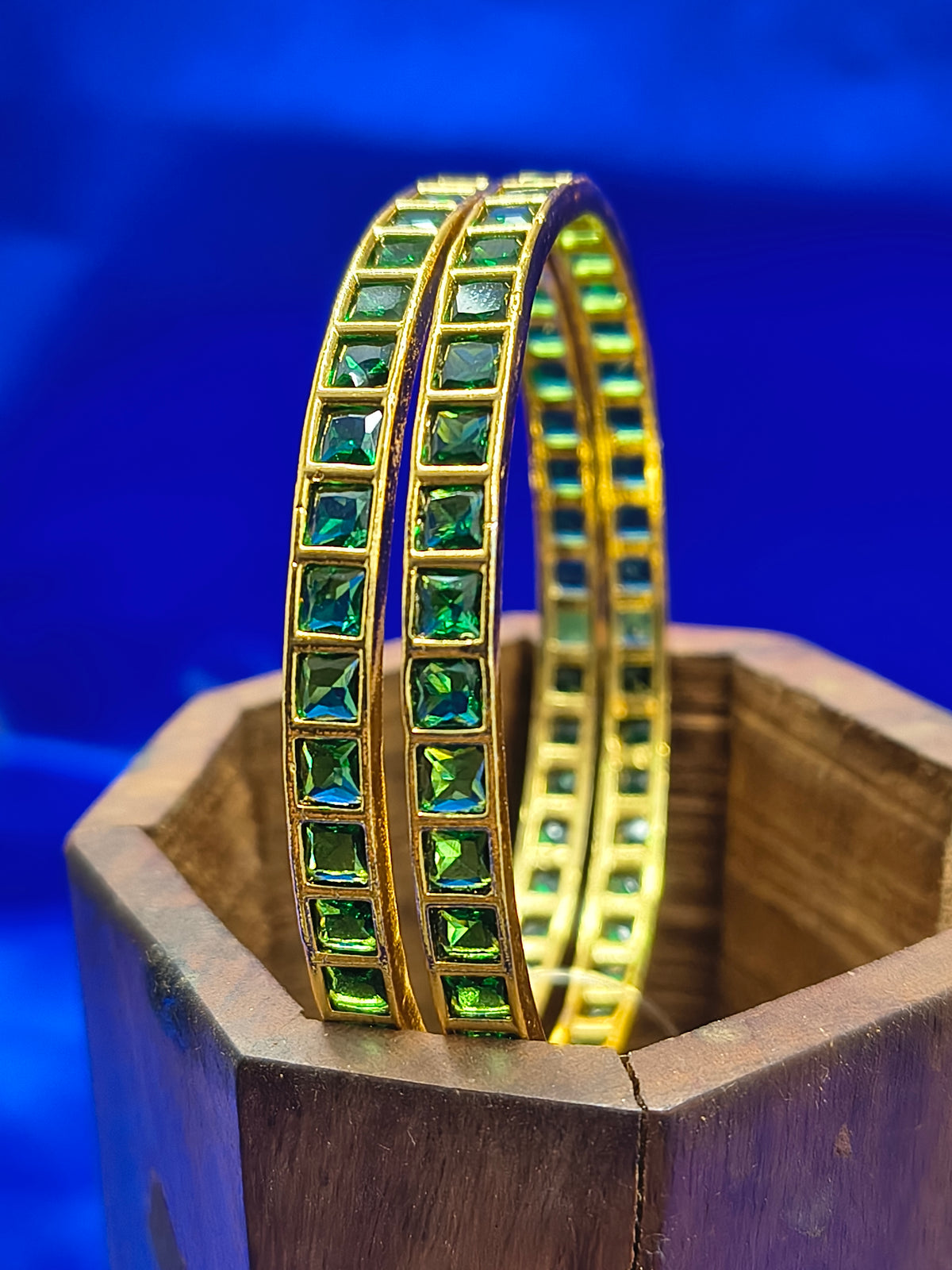 GREEN SQUARE STONE BANGLES(SJBL003SG)