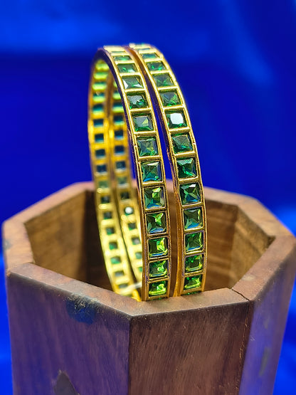 GREEN SQUARE STONE BANGLES(SJBL003SG)