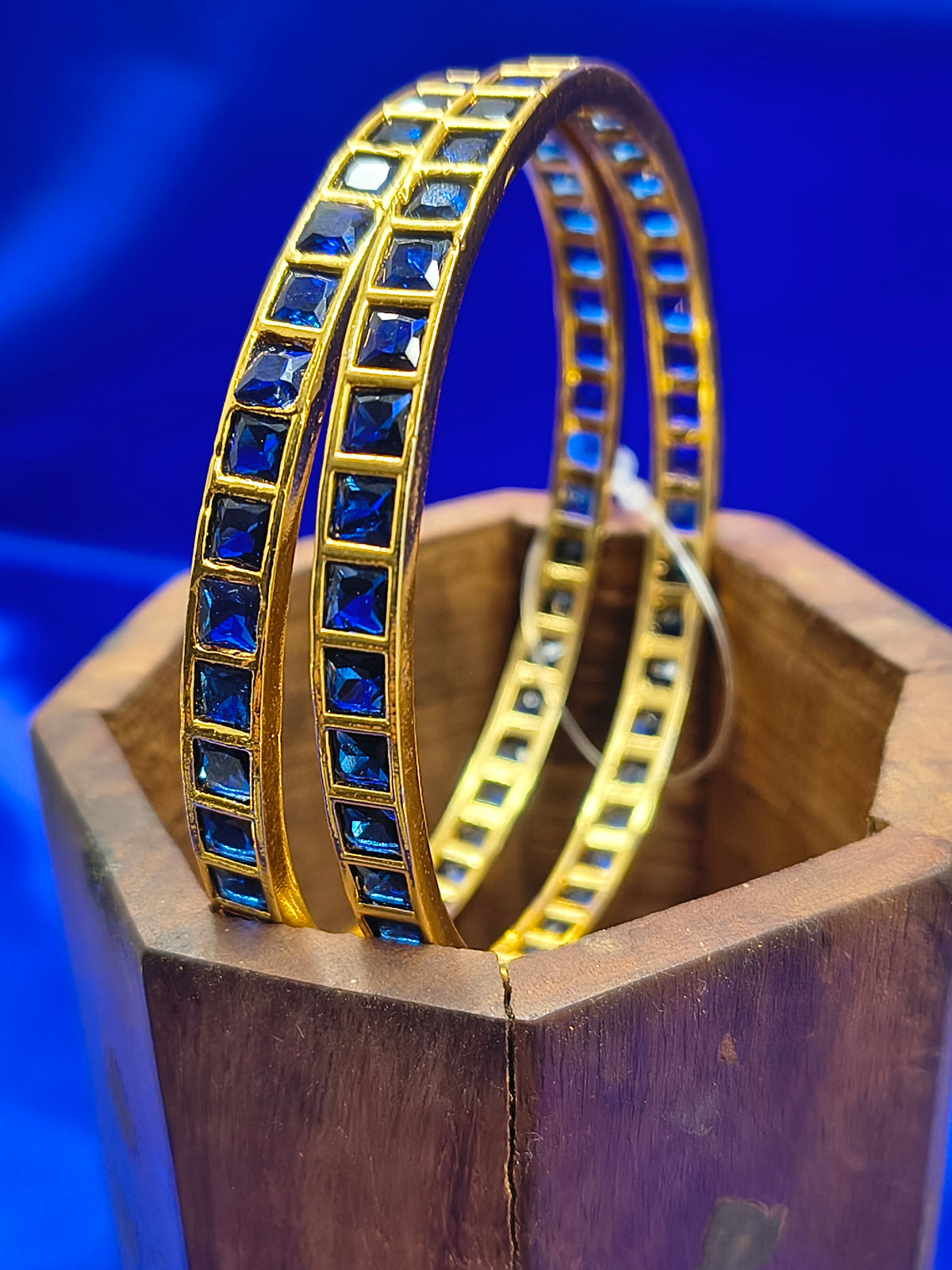 BLUE SQUARE STONE BANGLES(SJBL001SB)