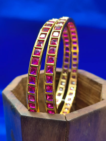 RUBY SQUARE STONE BANGLES(SJBL005SR)
