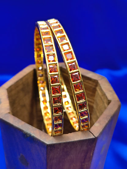ORANGE SQUARE STONE BANGLES (SJBL004SO)