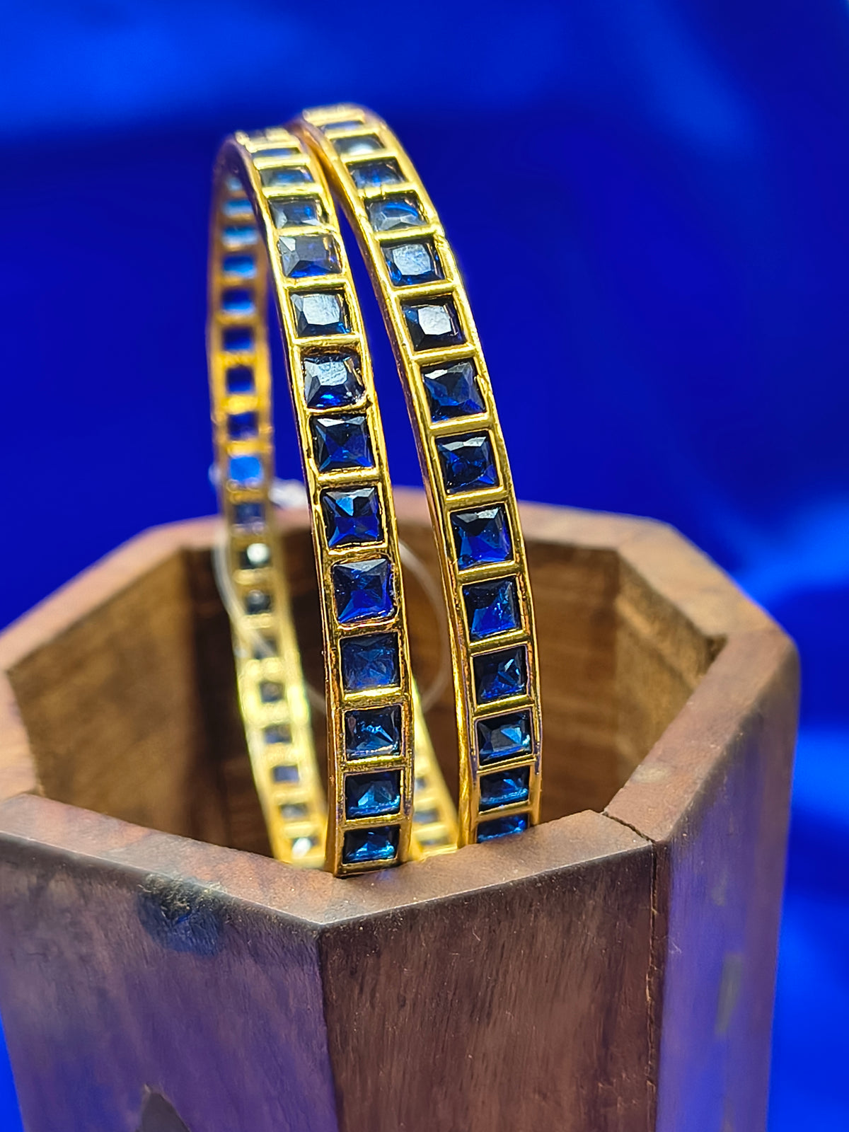 BLUE SQUARE STONE BANGLES(SJBL001SB)