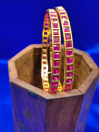 RUBY SQUARE STONE BANGLES(SJBL005SR)