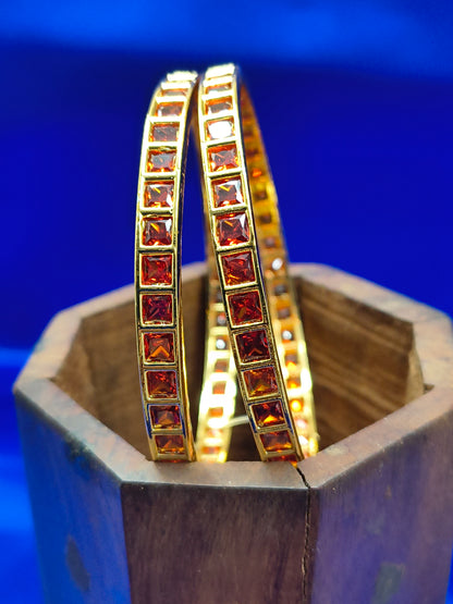 ORANGE SQUARE STONE BANGLES (SJBL004SO)