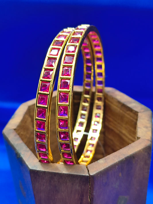 RUBY SQUARE STONE BANGLES(SJBL005SR)