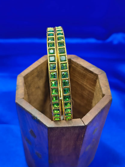 GREEN SQUARE STONE BANGLES(SJBL003SG)