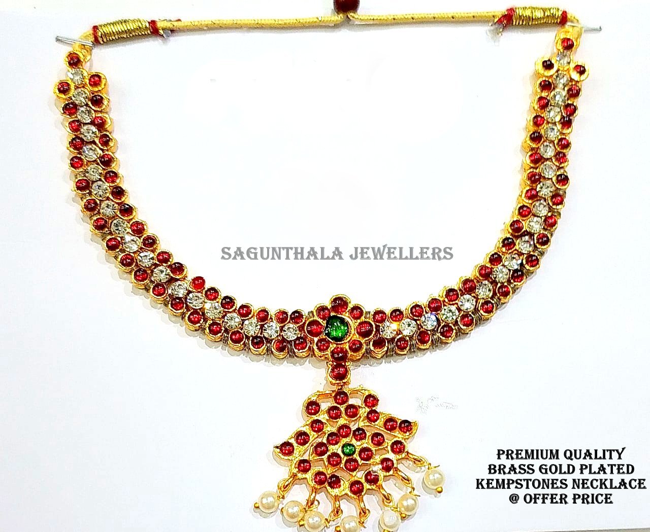 Traditional Temple Jewellery Brass Gold Necklace with Kemp Stones – Premium Imitation Bridal & Dance Traditional Temple Jewellery Brass Gold Necklace with Kemp Stones – Premium Imitation Bridal & Dance
