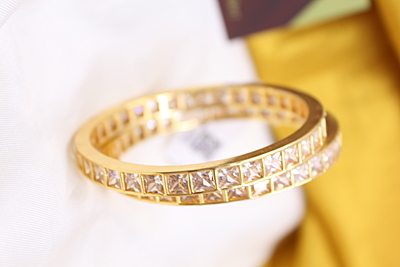 Zircon/CZ/AD One Gram Gold Finish Bangles - Square cut Pattern Zircon/CZ/AD One Gram Gold Finish Bangles - Square cut Pattern