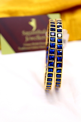 Zircon/CZ One Gram Gold Finish - Square Pattern Bangles
