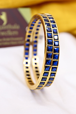 Zircon/CZ One Gram Gold Finish - Square Pattern Bangles Zircon/CZ One Gram Gold Finish - Square Pattern Bangles