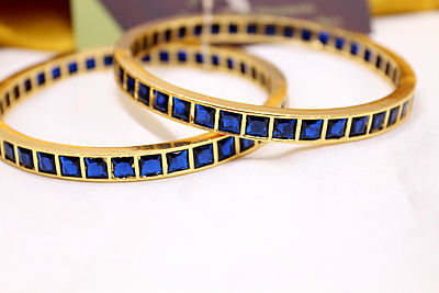 Zircon/CZ One Gram Gold Finish - Square Pattern Bangles Zircon/CZ One Gram Gold Finish - Square Pattern Bangles