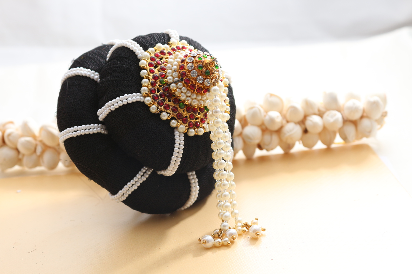 Andal Kondai - Kempstones Hair Accessory for Bridal/Bharathanatyam & Andal Kondai - Kempstones Hair Accessory for Bridal/Bharathanatyam &